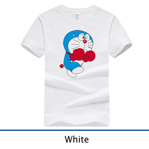 

Summer new men, doraemon printed t-shirts grey black white wine red sand blue cartoon style