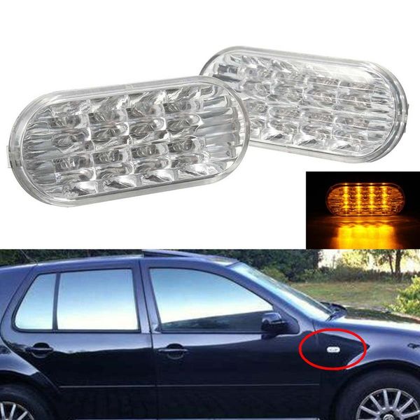 

amber for fender led side marker lights turn signal lamps for vw mk4 golf/jetta & passat clear lens