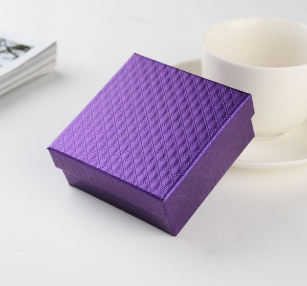 

[simple seven]8.4*8.4*3.6cm classic purple jewelry set box, wedding pendant display with sponge, diamond pattern paper bracelet carrying box, Black;white