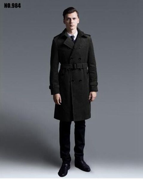 

man winter fashion in europe and the style boutique high-end english cultivate one's morality long trench coat / s-3xl, Black