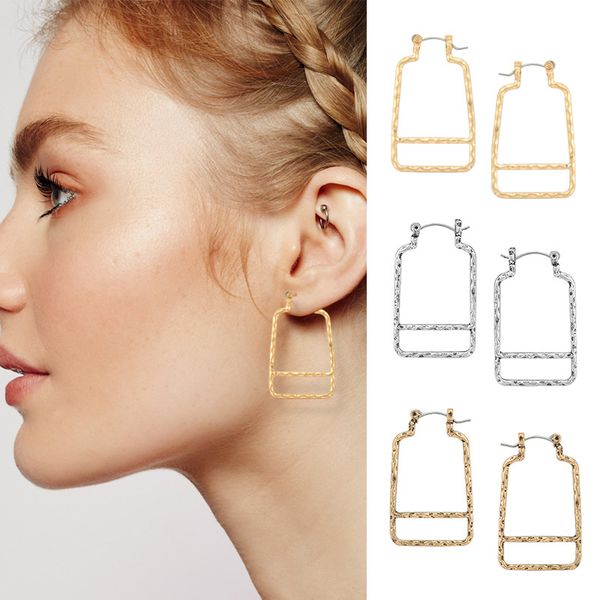 

women's copper plated 14 k gold stud earrings geometric stud jewelry original creative design delicate ear clip