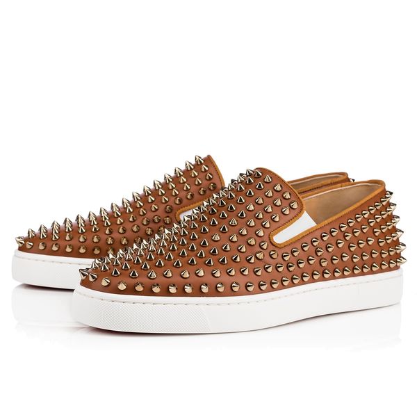 

Fashion Rivet Spike Roller-Boat Flat Men Dress Red Bottom Loafers Shoes,Perfect Casual Walking Slip On Rivets Luxury With Leisure Shoes