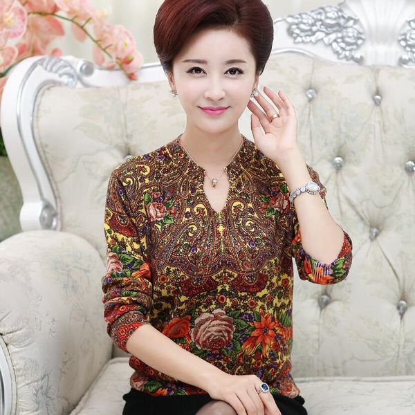 

wholesale- new 2016 autumn long-sleeved knit pullover middle-aged women mother clothing 60% cashmere sweater woman sweater, White;black