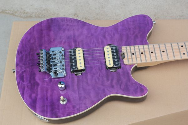 

custom edward van halen wolf axis trans purple flame maple electric guitar maple neck flyod rose tremolo bridge