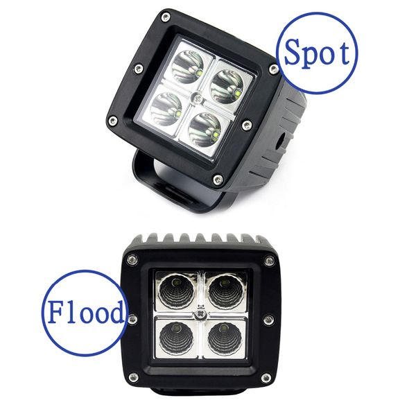 

12w 1200lm with cree led chips work light for 4x4 boat off road spot flood motorcycle bicycle truck fog lamp d15