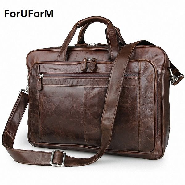 

wholesale- men's classic briefcase genuine leather business office 17 inch lapbag lawyer handbag portfolio satchel shoulder bag li-1266