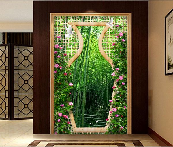 

quiet bamboo forest pavement arch mural 3d wallpaper 3d wall papers for tv backdrop