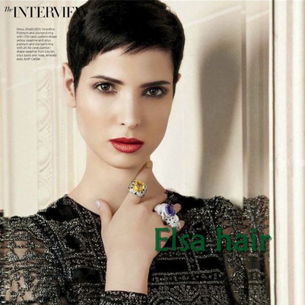 Celebrity Cheap Pixie Cut Human Indian Hair Very Short Wig Natural