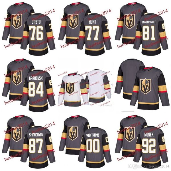 

100th Patch Vegas Golden Knights 2017-2018 Jonathan Marchessault Tyler Wong Chris Casto Brad Hunt Mikhail Grabovski T.J. Tynan Hockey Jersey