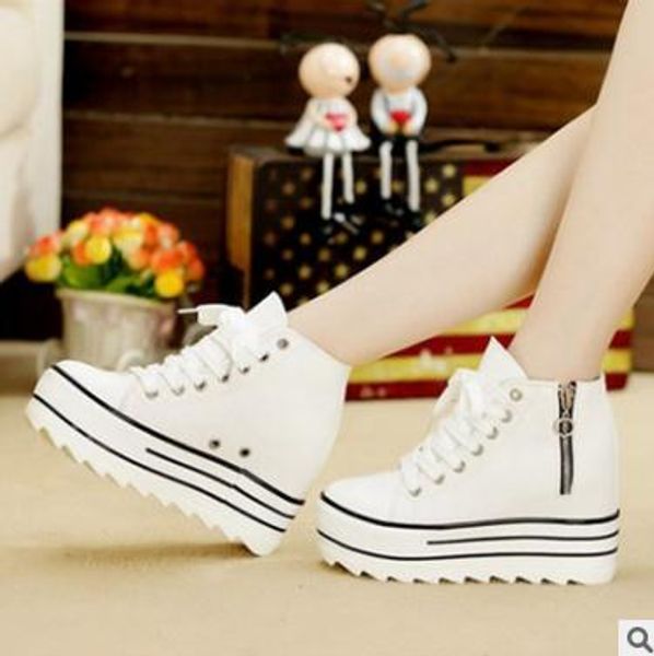 

Spring and autumn new Korean version of the pizza thick bottom lace leisure canvas shoes shoes to help increase the high student shoes