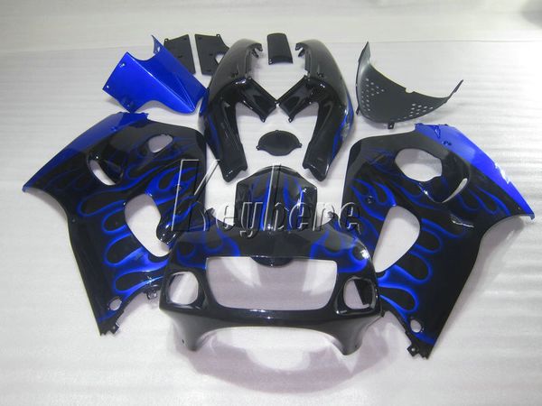 

plastic fairing kit for suzuki gsxr600 96 97 98 99 blue flames black fairings set gsxr750 1996-1999 oi14