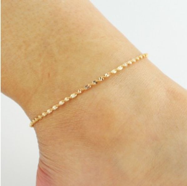 

fresh womens anklets water wave gold /silver tone ankle bracelets ripple foot chain barefoot sandals, Red;blue