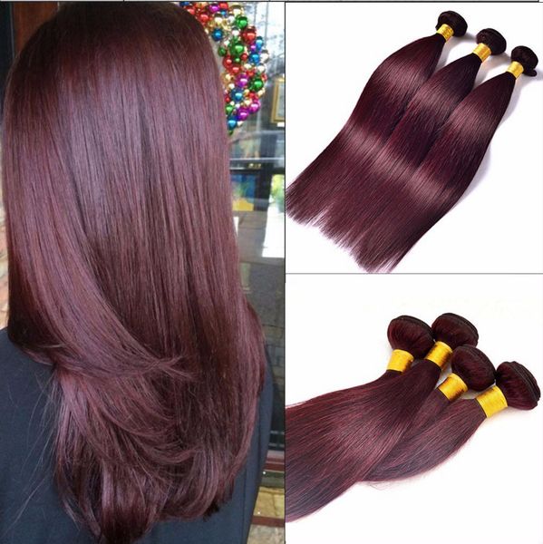 Compre 60g 4 Unids Lote Extensiones De Cabello Humano Brasileño Pelo De Color Vino Tinto Recto Teje Borgoña Barato Paquetes De Pelo 99j Color A