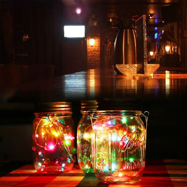 

1Pc Солнечный Мейсон Jar Fairy Light с изменяющим цвет светодиодом для стеклянных банок М
