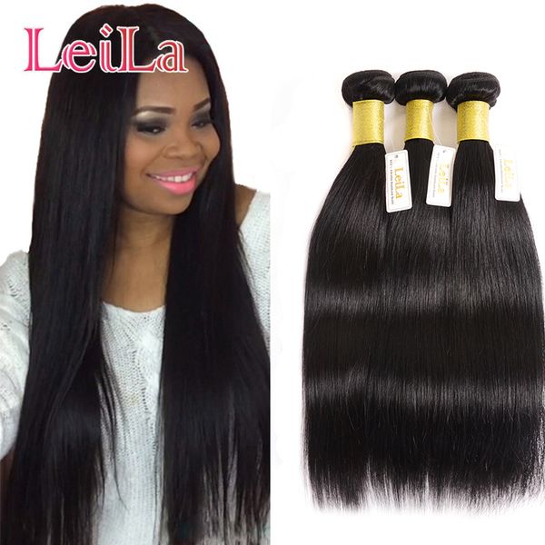 

brazilian hair weave bundles 3 bundles straight hair silky 100% unprocessed human hair wefts 3pieces one set bundles virgin weaving, Black