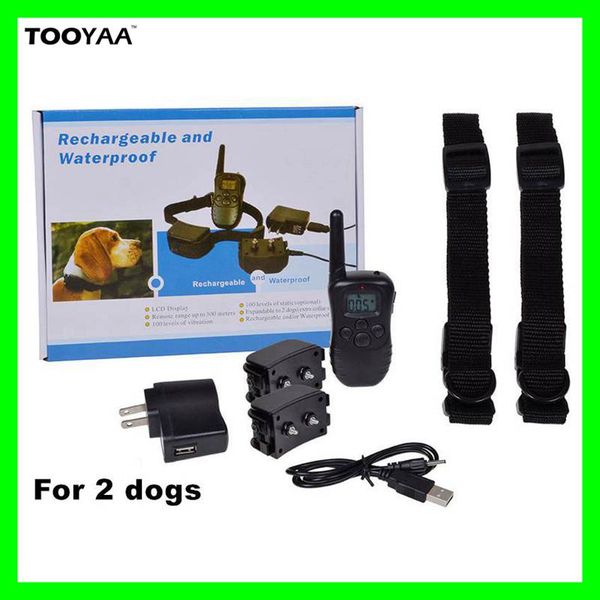 

998dr 300m rechargeable waterproof anti barking pet dog training collars with lcd dispaly 100lv 300yard shock vibration pets training tools