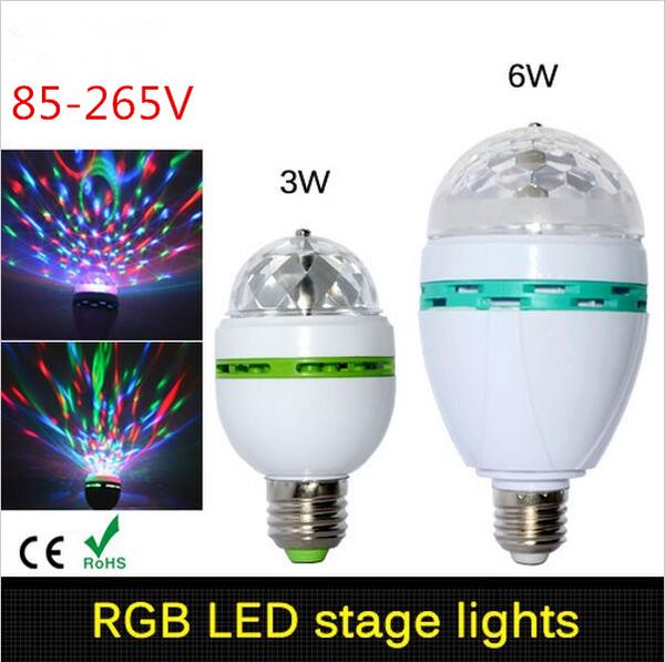 Auto Crystal Ball Rotating LED Light Bulb 3W E27 RGB Stage Disco Party Bu 2018