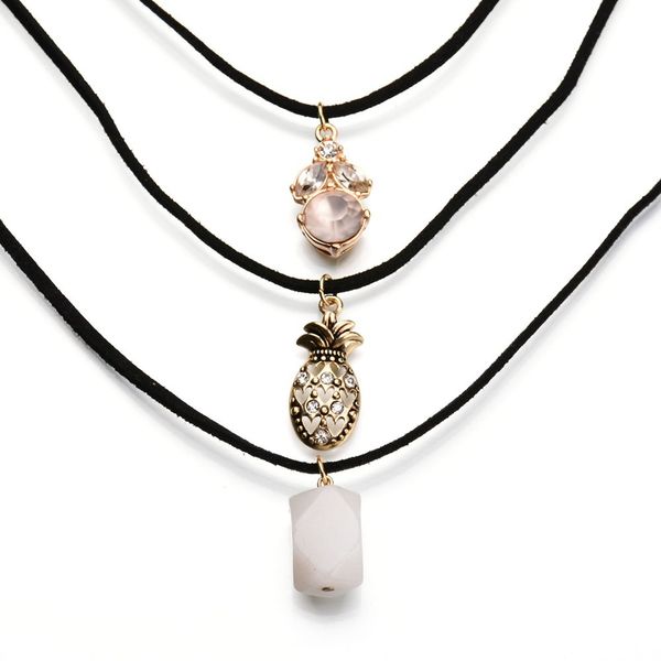 

harajuku natural stone pendant necklace choker fashion 3pcs/lot crystal women jewelry necklace selling 2017 new pendant necklaces, Silver
