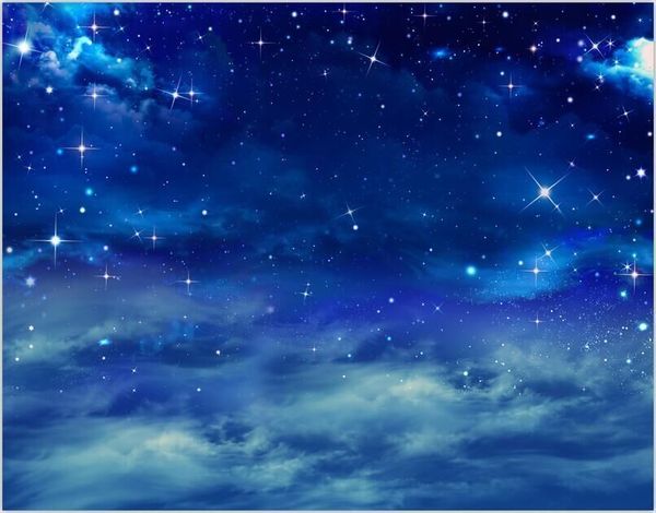 Acheter 7x5ft Bleu Ciel étoilé Nuit Nuages Espace Personnalisé Photo Studio Fond Toile De Fond Bannière Vinyle 220 Cm X 150 De 1207 Du