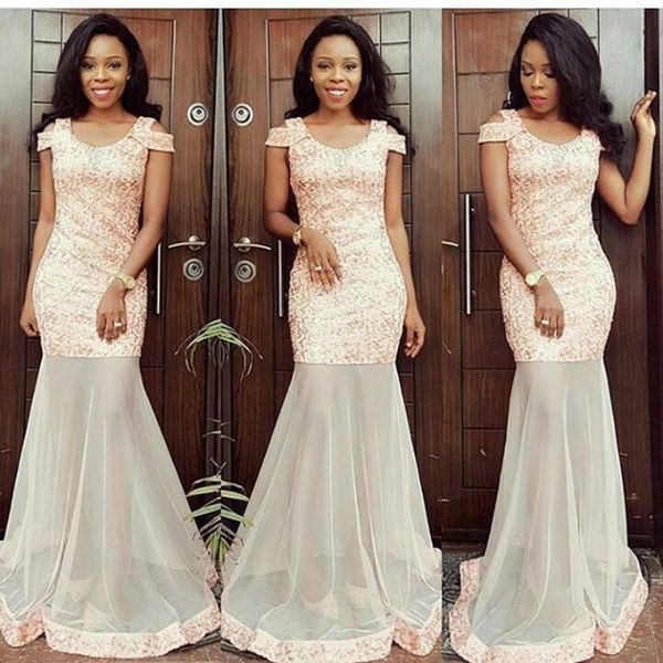 

модные 2017 нигерия персик русалка длинные вечерние платья o шеи африканских кружева длинные пром платье вечерние халат бесплатная доставка, Black;red