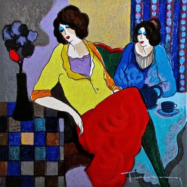 Ritratti astratti dipinti a mano da donna Home Wall Art Deco Pittura a olio su tela Multi formati It049