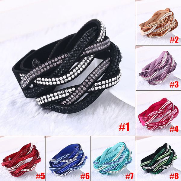 

rhinestone pu leather multicolor wrap bracelet crystal multilayer bracelets luxury bracelet bangles for women holiday wedding, Golden;silver
