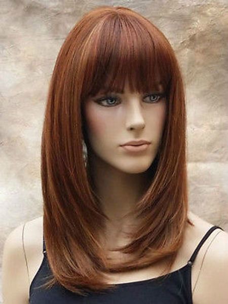 

unterhaltung freizeit rot - braune perÃ¼cke lang glatt wig, Golden;white