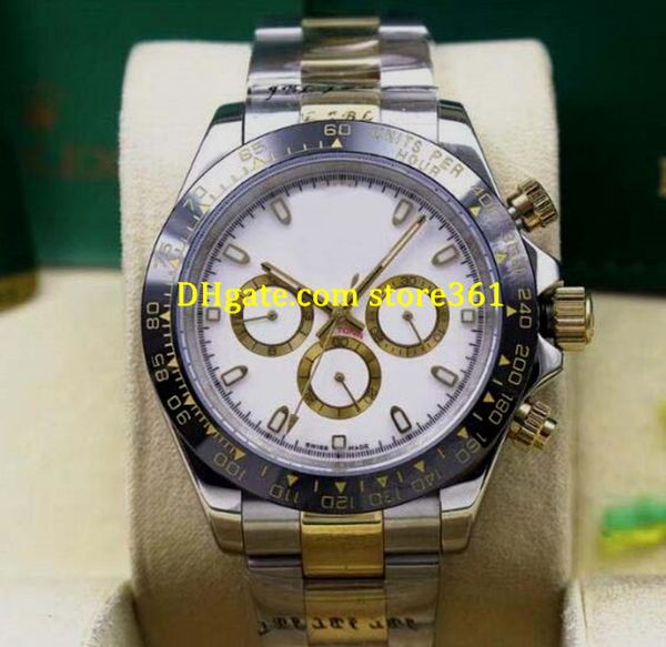 

4 style mens watch mechanical automatic 116503 18k yellow gold white dial stainless steel 40mm christmas gift, Slivery;brown
