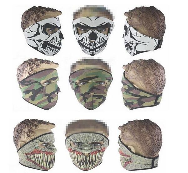 Cappuccio tattico full face Skull Heads Mask Protection Balaclava Hats Wargame Face Maschere a prova di vento cappucci da ciclismo Maschere di Halloween