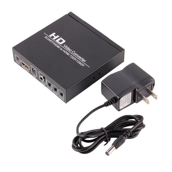 Freeshipping Scart / H-D-MI a H-D-MI 720P 1080P HD Video Converter Monitor Box per HDTV DVD STB