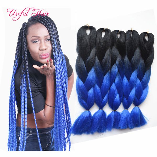 Xpression Hair Tresse Cheveux Jumbo Braid Ombre Jumbos Tran A de Cabelo Box Braids Curly Crochet Synthetic 24 Zoll 41 Zoll 82 Zoll lang