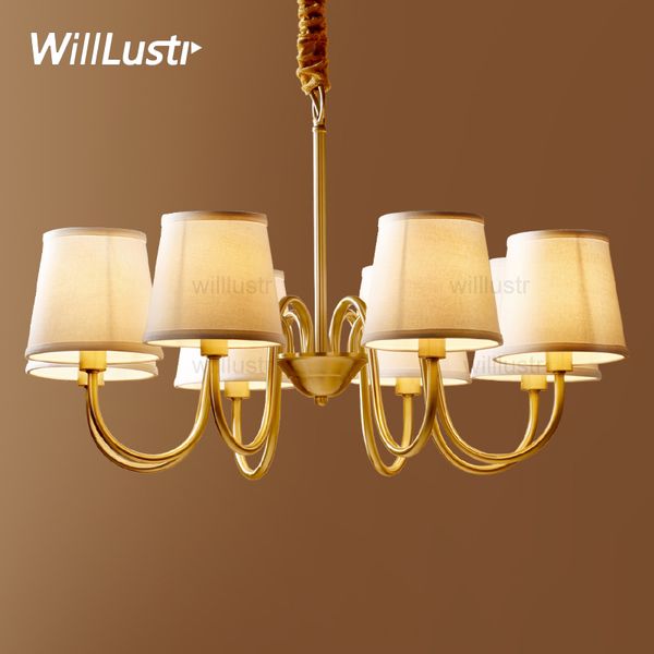 

copper Willlustr pendant lamp brass hanging light fabric Chandelier modern suspension lighting american country nordic Europe ing