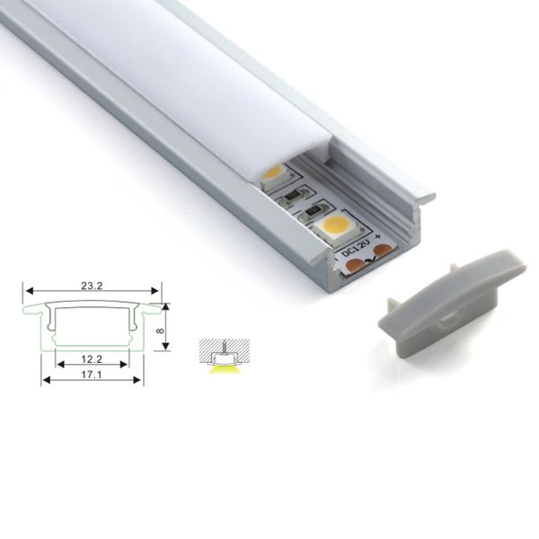 10 X 1M комплекты / много анодированного серебро алюминиевого профиля для светодиодного света и канала экструзии для утопленных стены или пола огней