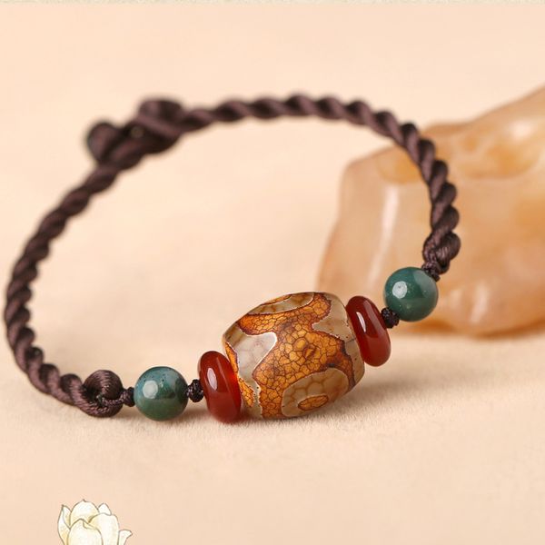 

2019 handcraft национального ветер шарика агат камень браслет дзи браслет 2017 год hotsell новейшая стиль мода женщины браслет, Golden;silver