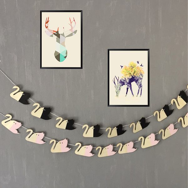 Swan Woodchips Hanging Set Diy Wood Banner Wall Hanging For Kids