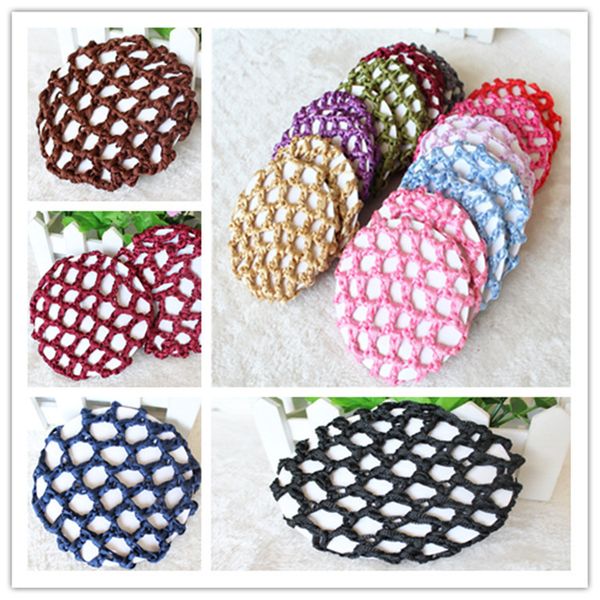 

20pcs Bun Cover Snood Hair Net Ballet Dance Skating Crochet Beautiful Pony Tails Holder Colors MIX wholesale