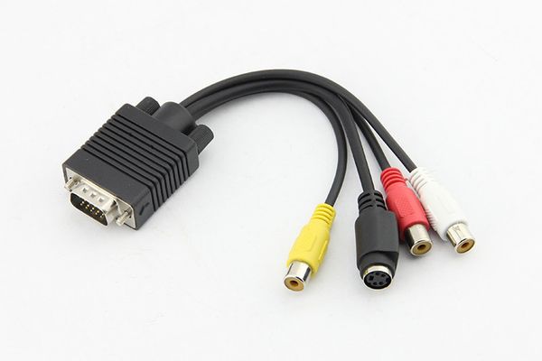 Новый VGA SVGA к S-VIDEO 3 RCA TV AV конвертер кабель-адаптер VGA к TV S-Video RCA AV 3 кабель-адаптер для портативных ПК 100 шт.