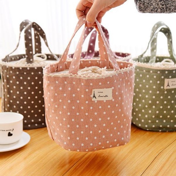 

sweet canvas lunch bag lunch box ice pack korea cute insulation bag lunch bag insulation package
