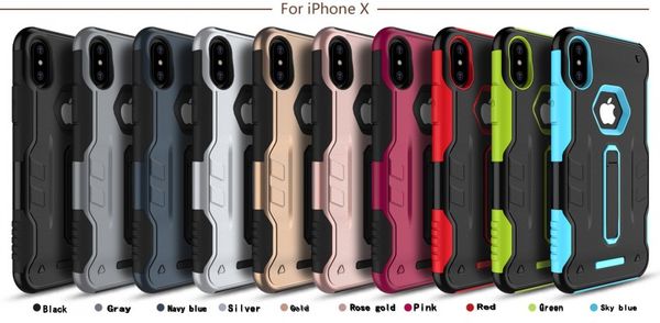 

for apple iphone x iphone8 8 plus with metal kickstand tpu+pc 2 in 1 cell phone protector cases