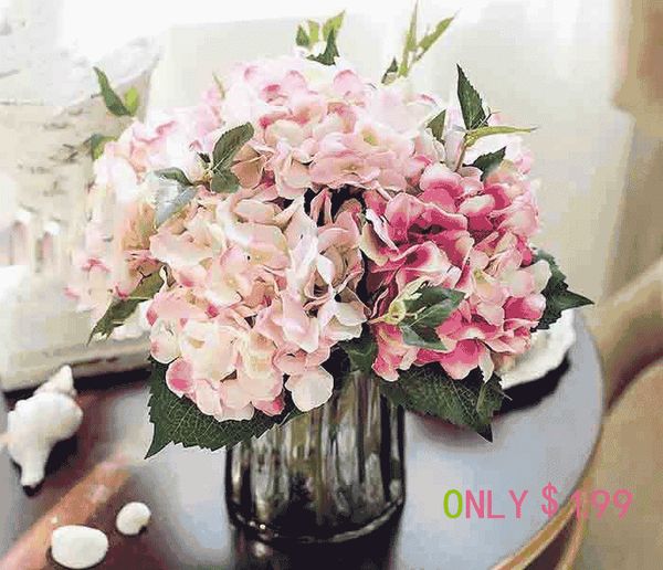 Acheter Ems Gratuit Nouveau Style Hortensia En Gros 16 Cm De Soie Fleurs Artificielles Blanc Bouquet Pour Salle De Mariage Pièce Maîtresse Maison