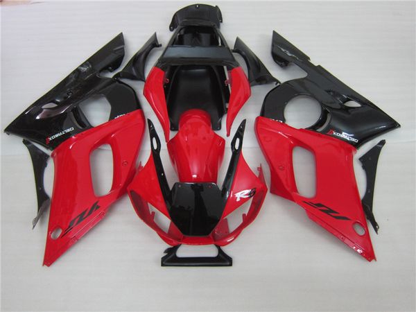 Menor preço de carenagem de peças de moto para Yamaha YZF R6 98 99 00 01 02 carenagem vermelho preto kit YZFR6 1998-2002 OT47