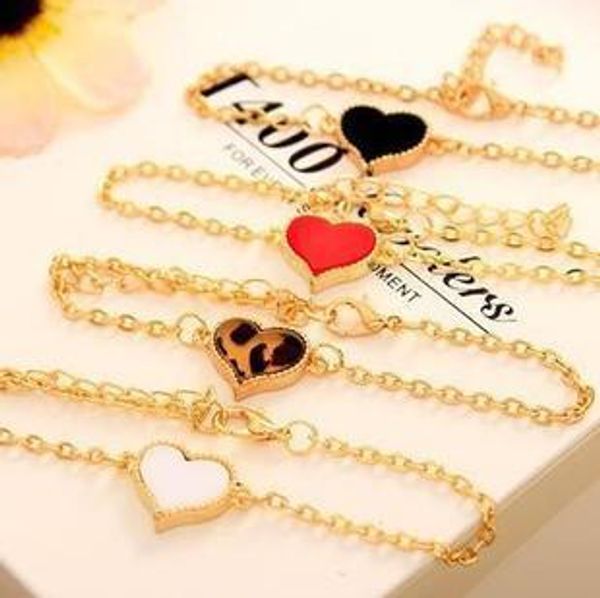 

2017 female europe fashion jewelry sweet pursuit heart love clover bracelet charm pendant in 18k gold plated plating valentine's day gi, Golden;silver