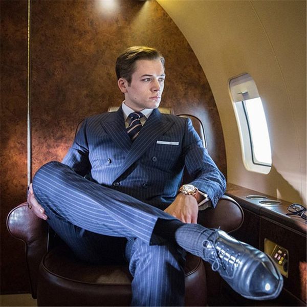 

wholesale- classic stripe suits men business suit costume homme kingsman costume homme mariage mens two piece suits wedding groom mens suit, White;black