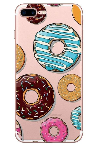 

Пончики Сладкие продукты питания шаблон Печатные прозрачные футляры Rubber Clear Soft TPU