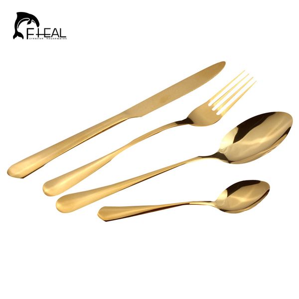 

новый дизайн 4 шт. / компл. набор столовых приборов из нержавеющей стали красочный радужный позолоченный набор посуда вилка нож для свадьбы
