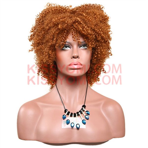 

afro jerry curly women heat resistant synthetic hair wigs lolita drag party celebrity honey brown wig, Black