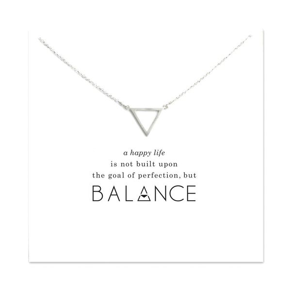 

with card cute necklace with triangle pendant (balance), noble and delicate, no fade, and, Silver
