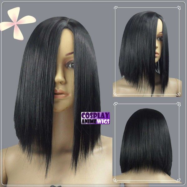 

35cm black heat styleable no bang short cosplay wigs 97_001, Golden;white