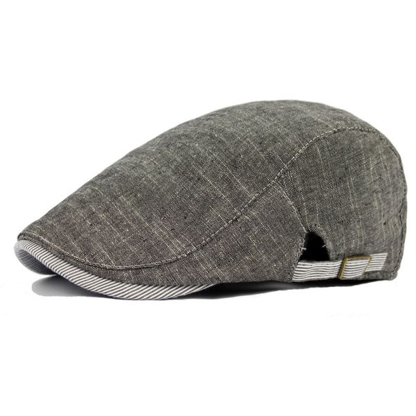 

wholesale-man vintage beret hat male linen flat cap gentleman leisure bone solid newsboy chapeau, Blue;gray