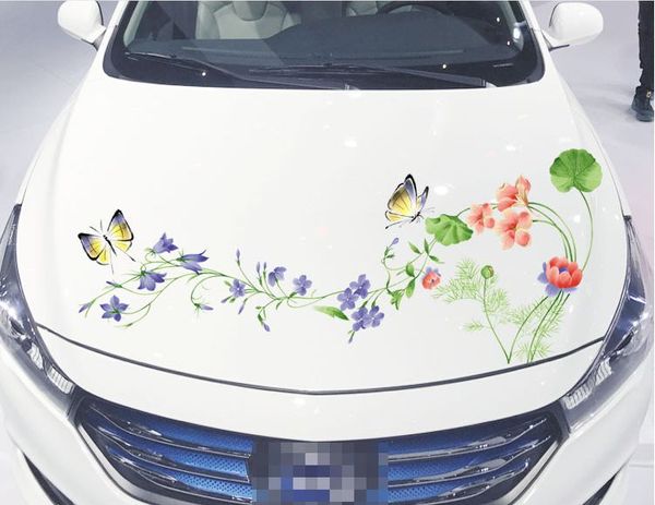 1 Stück LKW Fahrzeug Motorsport Auto Sport Power Auto LKW Seite Schmetterling bunte Blume Aufkleber Vinyl Kapuze Emblem Aufkleber Aufkleber